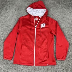 Wisconsin Badgers Hoodie Mens Medium Red NCAA College Football Full Zip Fleece